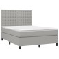 vidaXL Cama box spring con colchón tela gris claro 140x190 cm vidaXL Cama box spring con colchón tela gris claro 140x190 cm