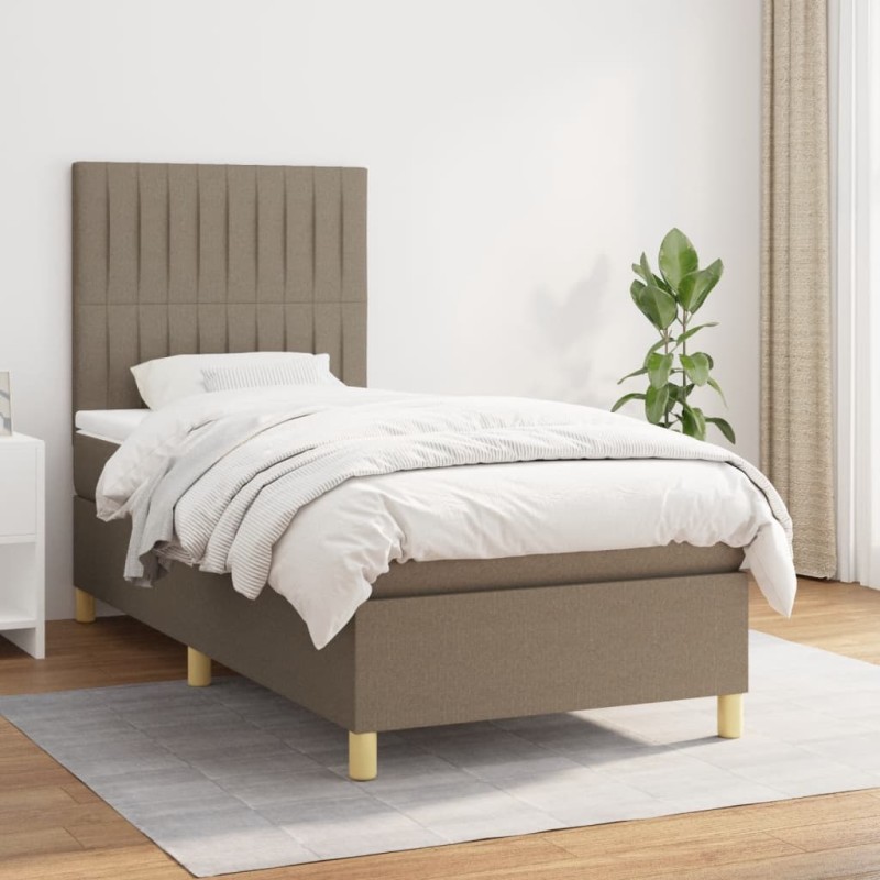 vidaXL Cama box spring con colchón tela gris taupe 90x190 cm vidaXL Cama box spring con colchón tela gris taupe 90x190 cm
