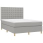 vidaXL Cama box spring con colchón tela gris claro 140x200 cm
