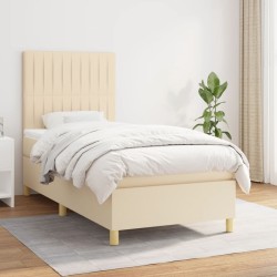 vidaXL Cama box spring con colchón tela color crema 80x200 cm