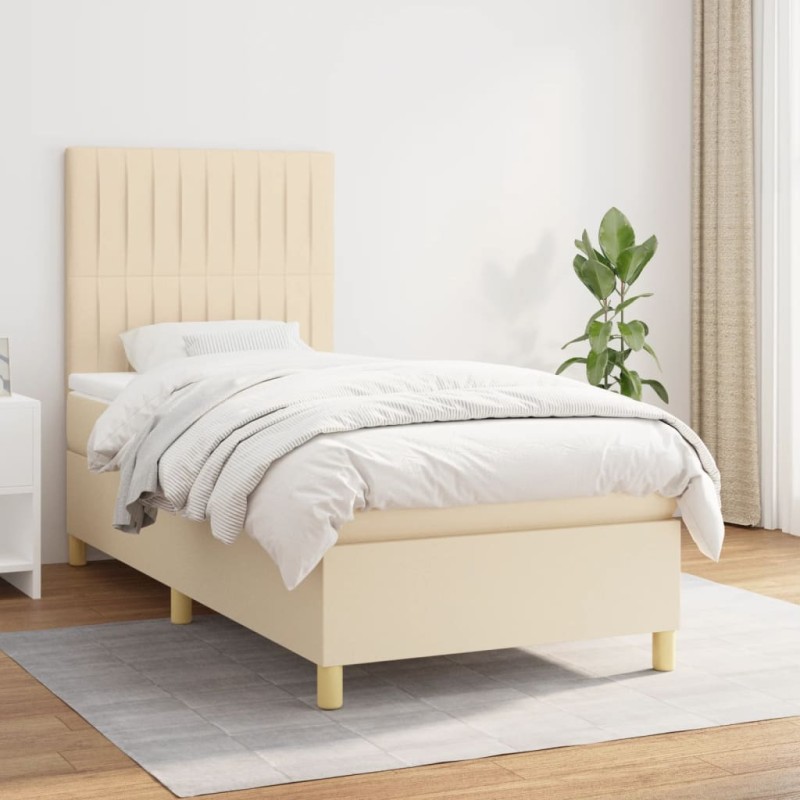 vidaXL Cama box spring con colchón tela color crema 80x200 cm vidaXL Cama box spring con colchón tela color crema 80x200 cm