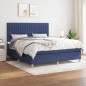vidaXL Cama box spring con colchón tela azul 160x200 cm vidaXL Cama box spring con colchón tela azul 160x200 cm