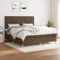 vidaXL Cama box spring con colchón tela marrón oscuro 180x200 cm vidaXL Cama box spring con colchón tela marrón oscuro 180x200 cm