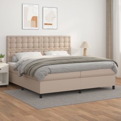 vidaXL Cama box spring con colchón cuero sintético capuchino 200x200cm