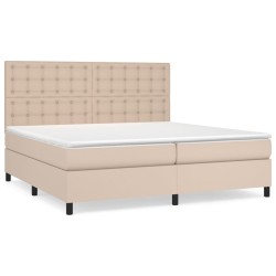 vidaXL Cama box spring con colchón cuero sintético capuchino 200x200cm