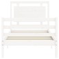vidaXL Estructura de cama con cabecero madera maciza blanco vidaXL Estructura de cama con cabecero madera maciza blanco