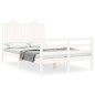 vidaXL Estructura cama de matrimonio con cabecero madera maciza blanco