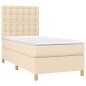 vidaXL Cama box spring con colchón tela color crema 90x190 cm
