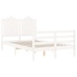 vidaXL Estructura cama de matrimonio con cabecero madera maciza blanco
