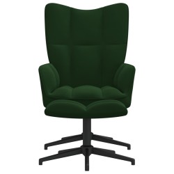 vidaXL Silla de relajación con taburete terciopelo verde oscuro