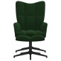 vidaXL Silla de relajación con taburete terciopelo verde oscuro vidaXL Silla de relajación con taburete terciopelo verde oscuro