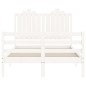 vidaXL Estructura cama de matrimonio con cabecero madera maciza blanco