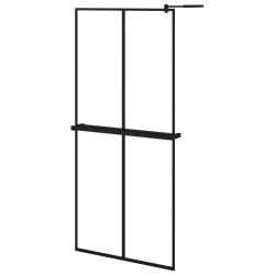 vidaXL Mampara ducha con estante vidrio ESG y aluminio negro 90x195 cm