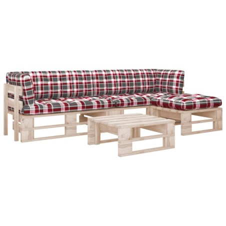 vidaXL Muebles de palets 4 pzas y cojines madera pino impregnada