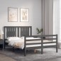 vidaXL Estructura de cama con cabecero madera maciza gris 140x200 cm vidaXL Estructura de cama con cabecero madera maciza gris 140x200 cm