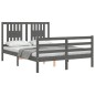 vidaXL Estructura de cama con cabecero madera maciza gris 140x200 cm vidaXL Estructura de cama con cabecero madera maciza gris 140x200 cm