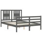 vidaXL Estructura de cama con cabecero madera maciza gris 140x200 cm vidaXL Estructura de cama con cabecero madera maciza gris 140x200 cm