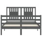vidaXL Estructura de cama con cabecero madera maciza gris 140x200 cm vidaXL Estructura de cama con cabecero madera maciza gris 140x200 cm