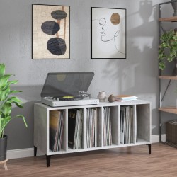 vidaXL Mueble discos madera contrachapada gris hormigón 100x38x48 cm