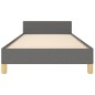 vidaXL Estructura de cama con cabecero de tela gris oscuro 90x190 cm