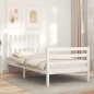 vidaXL Estructura de cama con cabecero madera maciza blanco vidaXL Estructura de cama con cabecero madera maciza blanco