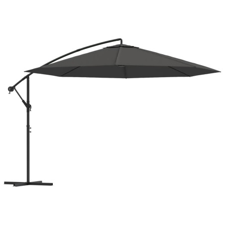 vidaXL Sombrilla voladiza con poste de aluminio 350 cm gris antracita