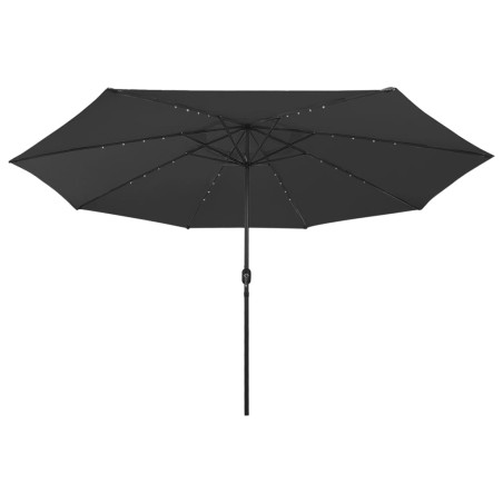 vidaXL Sombrilla de jardín con luces LED palo de metal 400 cm negro