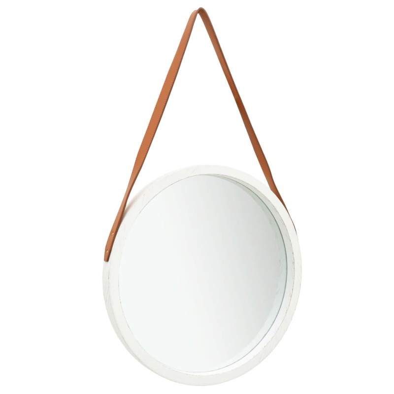 vidaXL Espejo de pared con correa blanco 50 cm vidaXL Espejo de pared con correa blanco 50 cm