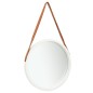 vidaXL Espejo de pared con correa blanco 50 cm vidaXL Espejo de pared con correa blanco 50 cm
