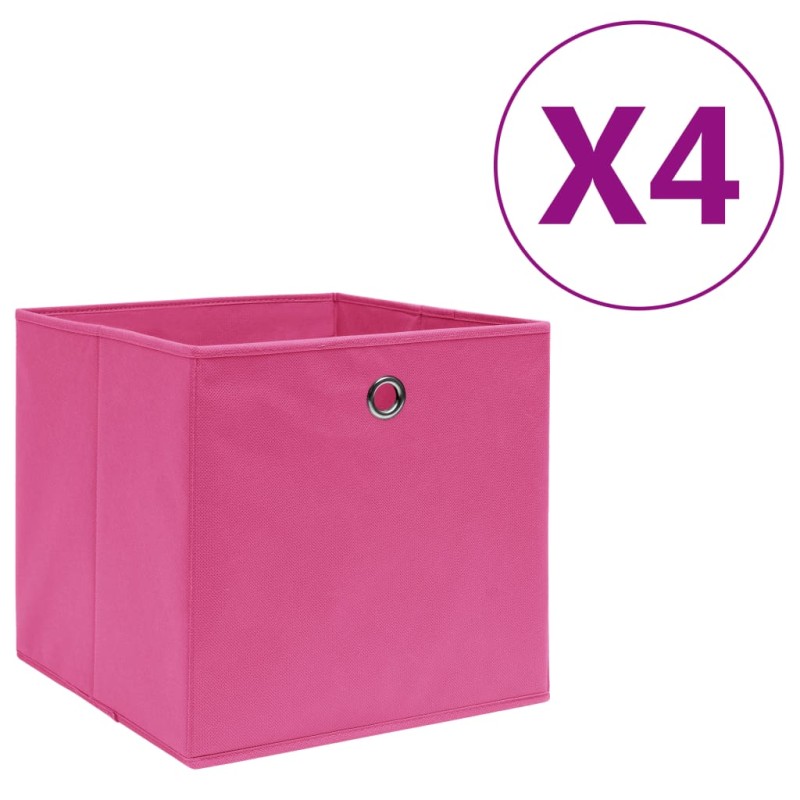 vidaXL Cajas de almacenaje 4 uds tela no tejida rosa 28x28x28 cm vidaXL Cajas de almacenaje 4 uds tela no tejida rosa 28x28x28 cm