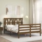 vidaXL Estructura cama y cabecero madera maciza marrón miel 140x200 cm