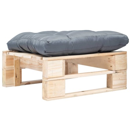 vidaXL Otomana de palets de jardín con cojín gris madera natural