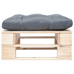 vidaXL Otomana de palets de jardín con cojín gris madera natural