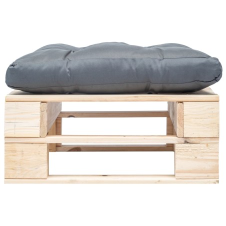 vidaXL Otomana de palets de jardín con cojín gris madera natural