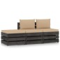 vidaXL Muebles de jardín 3 piezas con cojines madera impregnada gris vidaXL Muebles de jardín 3 piezas con cojines madera impregnada gris