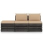 vidaXL Muebles de jardín 3 piezas con cojines madera impregnada gris vidaXL Muebles de jardín 3 piezas con cojines madera impregnada gris