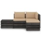 vidaXL Muebles de jardín 4 piezas con cojines madera impregnada gris vidaXL Muebles de jardín 4 piezas con cojines madera impregnada gris