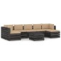 vidaXL Muebles de jardín 8 pzas con cojines madera impregnada gris vidaXL Muebles de jardín 8 pzas con cojines madera impregnada gris