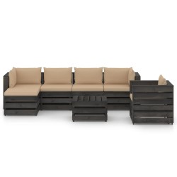 vidaXL Muebles de jardín 7 pzas con cojines madera impregnada gris