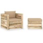 vidaXL Muebles de jardín 2 pzas con cojines madera impregnada verde vidaXL Muebles de jardín 2 pzas con cojines madera impregnada verde