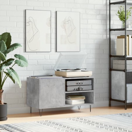 vidaXL Mueble de discos madera de ingeniería gris hormigón 85x38x48 cm