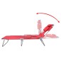 vidaXL Tumbona plegable de acero con cojín de cabeza acero roja vidaXL Tumbona plegable de acero con cojín de cabeza acero roja