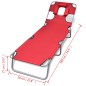 vidaXL Tumbona plegable de acero con cojín de cabeza acero roja vidaXL Tumbona plegable de acero con cojín de cabeza acero roja