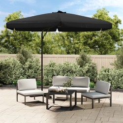 vidaXL Sombrilla de jardín con palo de acero negro 300 cm