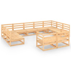 vidaXL Juego de muebles de jardín 11 piezas madera maciza de pino