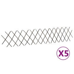 vidaXL Vallas enrejadas de sauce 5 unidades 180x30 cm