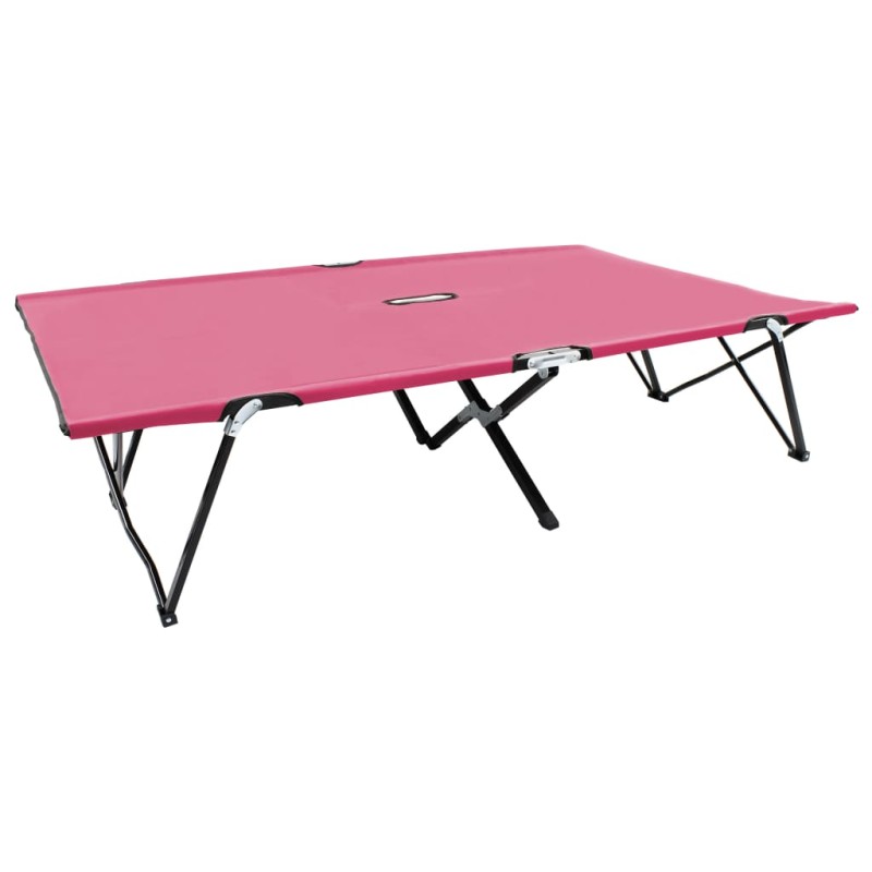 vidaXL Tumbona plegable para 2 personas acero rosa vidaXL Tumbona plegable para 2 personas acero rosa