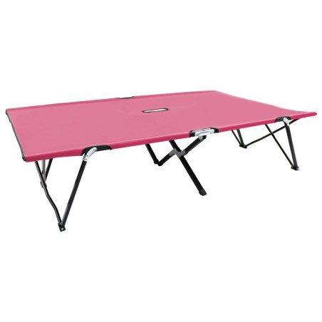 vidaXL Tumbona plegable para 2 personas acero rosa