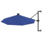 vidaXL Sombrilla de pared con LEDs y poste de metal 300 cm azul vidaXL Sombrilla de pared con LEDs y poste de metal 300 cm azul