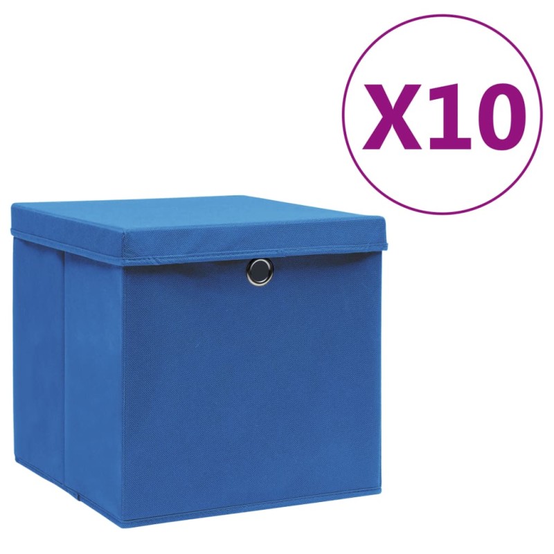 vidaXL Cajas de almacenaje con tapas 10 uds azul 28x28x28 cm vidaXL Cajas de almacenaje con tapas 10 uds azul 28x28x28 cm